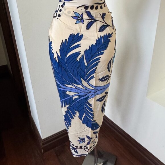 Johanna Ortiz Magic Floral Twist Pareo In China Blue Scarf Sarong Wrap - Picture 5 of 10